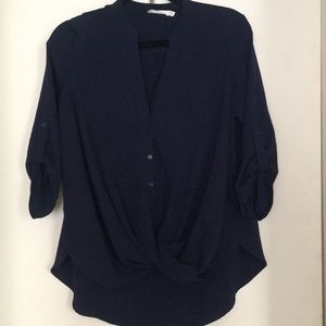 Navy Blue Lush Brand Blouse Size S